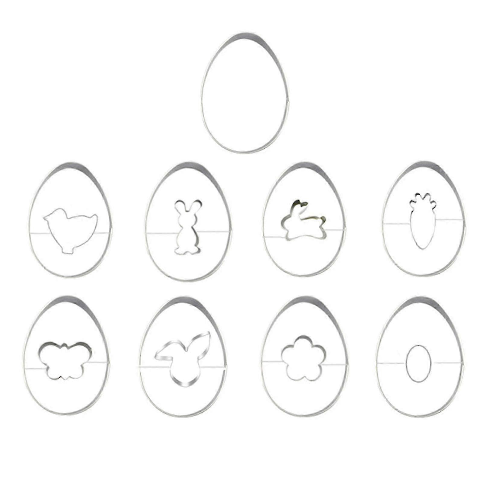 Set mit 9 Osterplätzchenformen & Ausstechformen - Ei- und Kaninchenform Keksstempel zum Backen von festlichen Leckereien