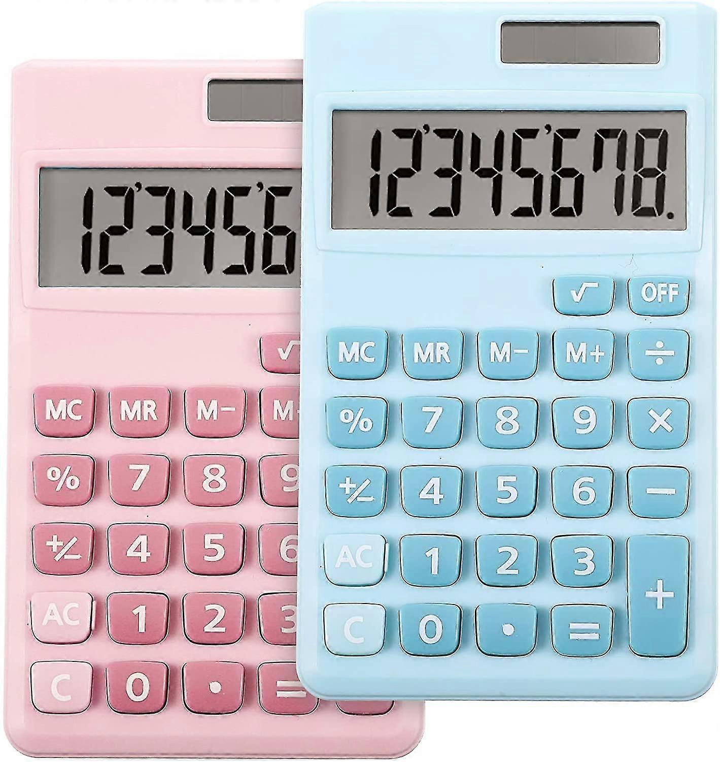 2pcs Basic Standard Calculator Mini Digital Desktop Calculator With 8-digit Lcd Display