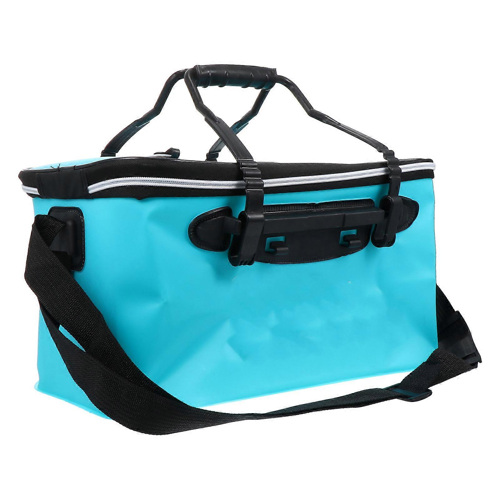 Multifunctional Folding Fish Bucket EVA Material Fishing Equipment Blue 39.00X25.00X24.00CM Waterproof Portable 1Pc