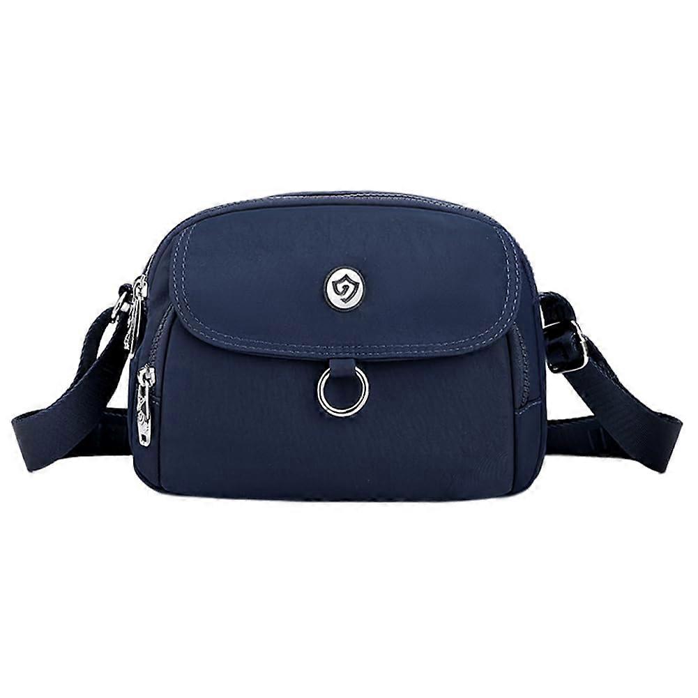 Composite Shoulder Bag for Women - Large Capacity Waterproof Nylon Crossbody Handbag with Anti-Scratch Zipper in Dark Blue