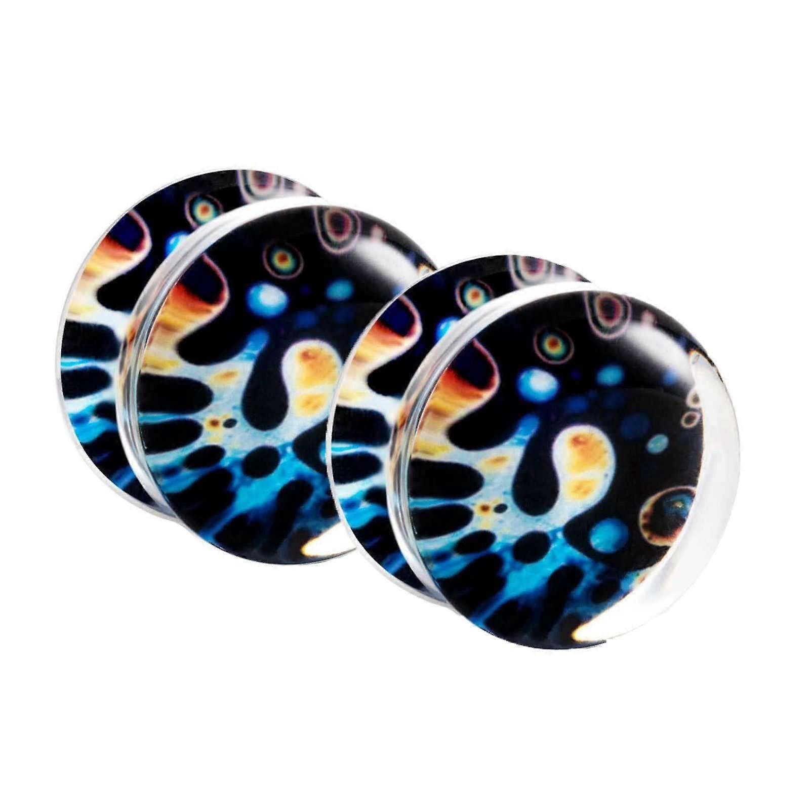 Ear Tunnels Set of 2, 16 mm Acrylic Tunnel Earrings for Men, 5/8 Inch Multicolored Starry Sky Pattern Plug