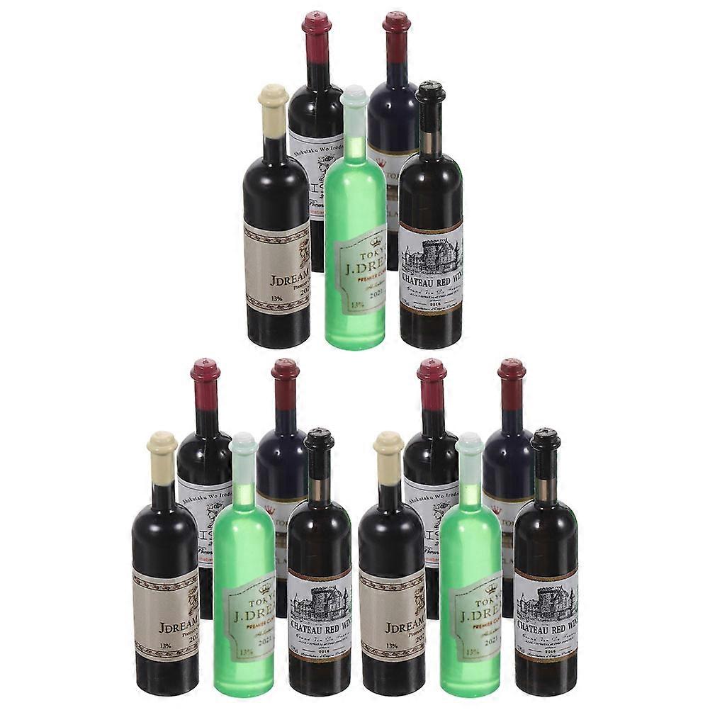 Miniature Red Wine Bottles Doll House Plastic Wine Bottles Decor 15Pcs Set