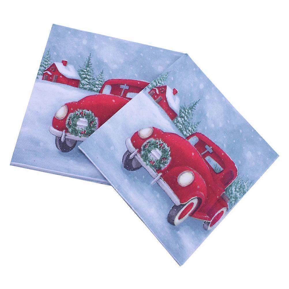 Printed Napkins Christmas Themed Party Use Dining Atmosphere Addition Red 33x33cm Square 100Pack