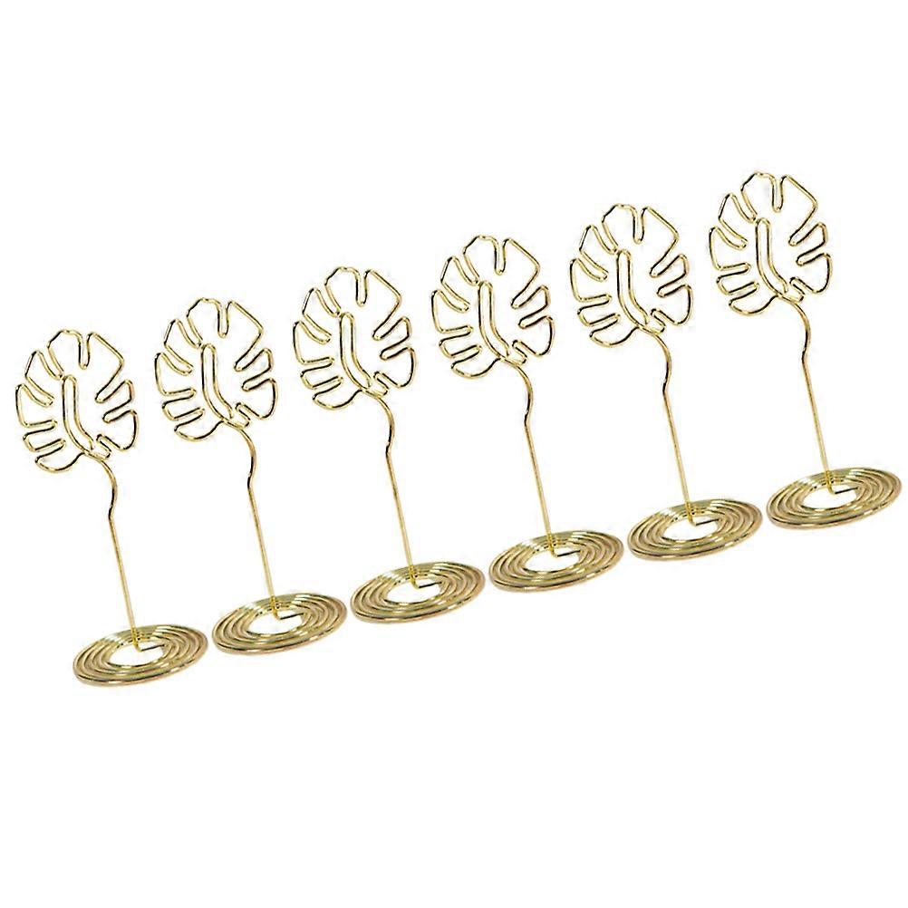Elegant Golden Metal Table Number Holders for Weddings and Events Decorative Memo Clips 6Pcs