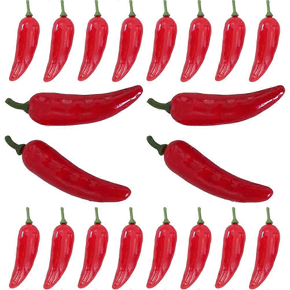 60pcs Mini Artificial Chili Pepper Ornaments Foam Decor for Home Display Photography Red