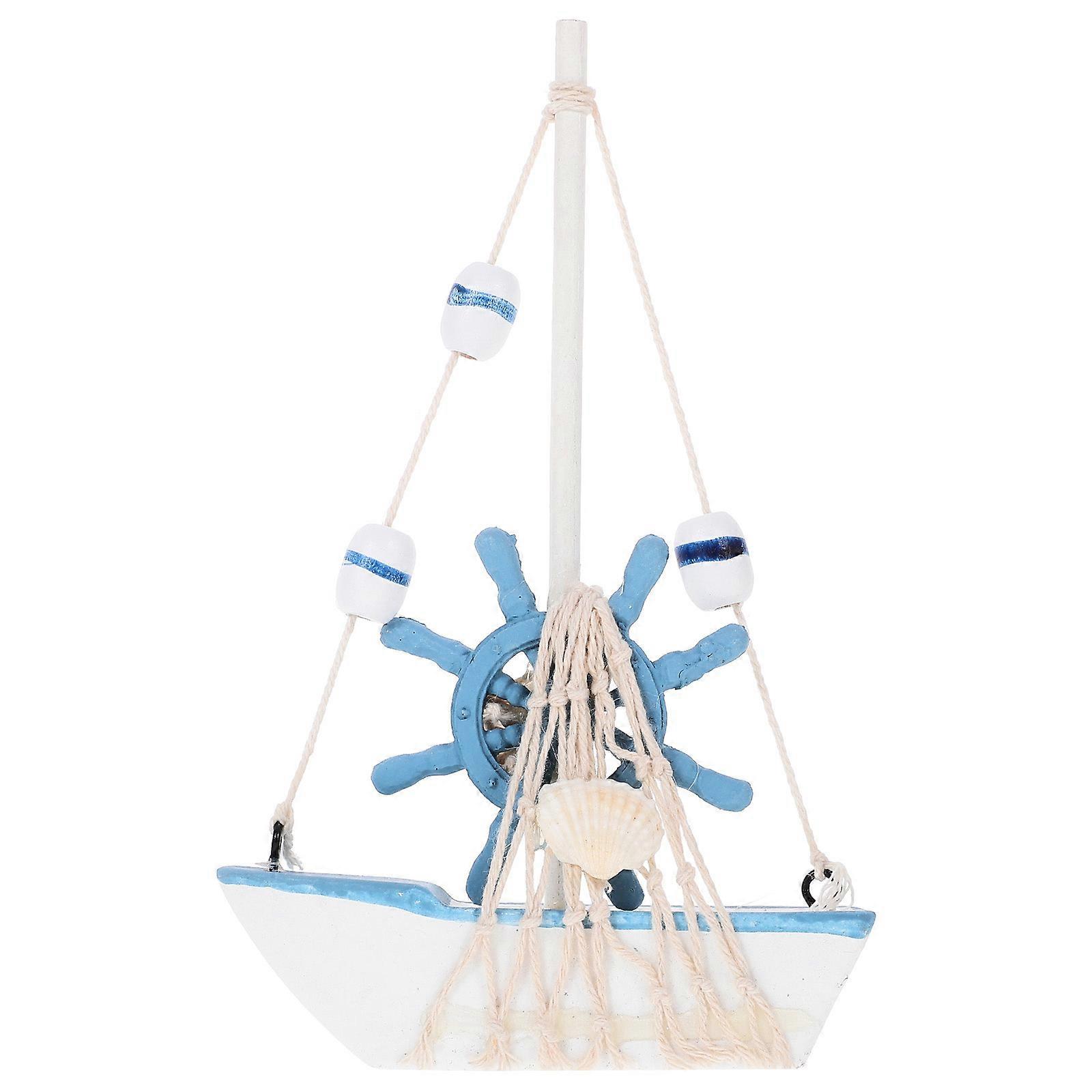 Miniature Sailboat Model Decor Classic Wooden Tabletop Sailing Boat for Home Office Party Decoration Vivid Shape Elegant Design Nautical Accent