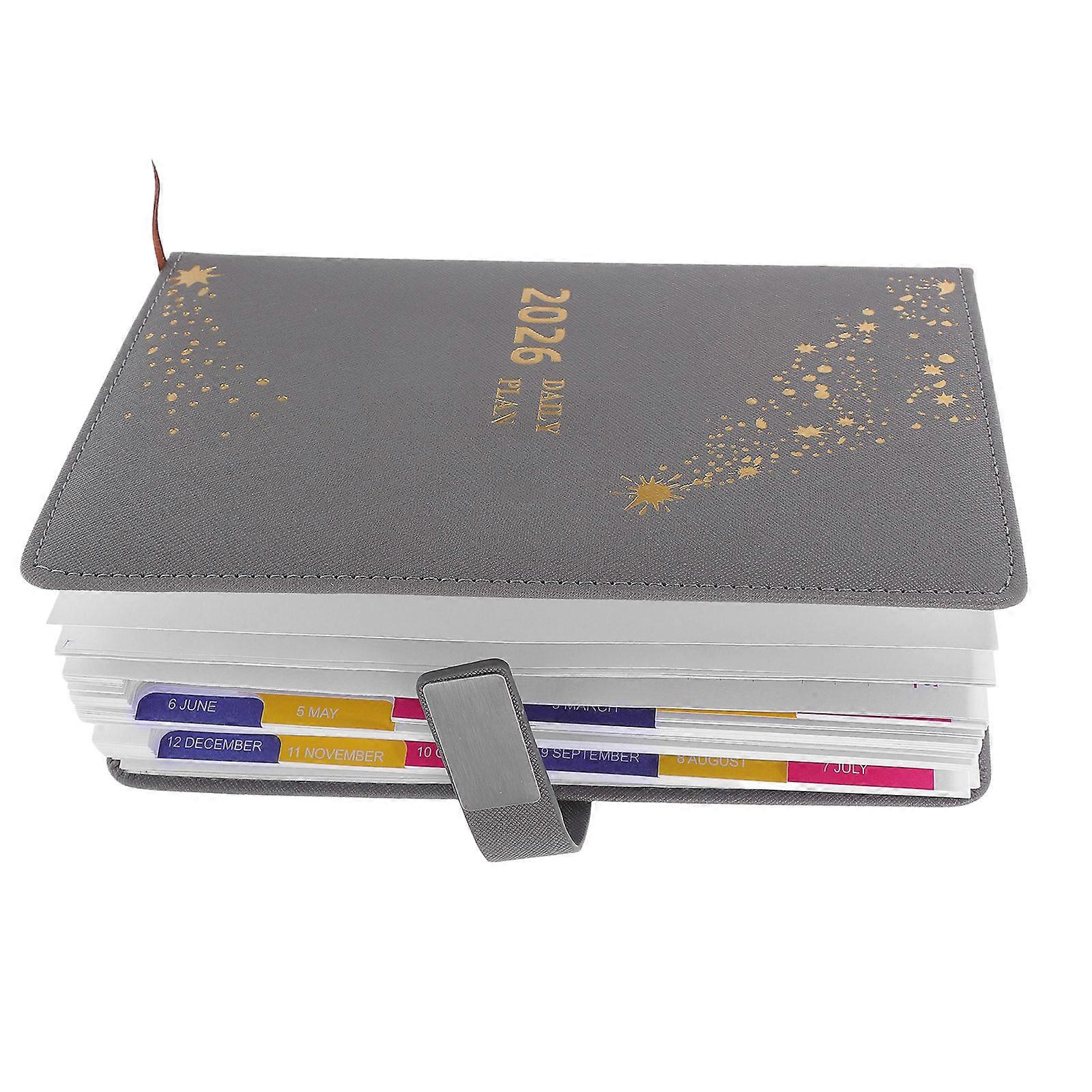Daily Planner Notebook 2026 A5 Journal Monthly Index Bookmark Portable Note-Taking Organizer for Business Meetings Personal Use 1Pack