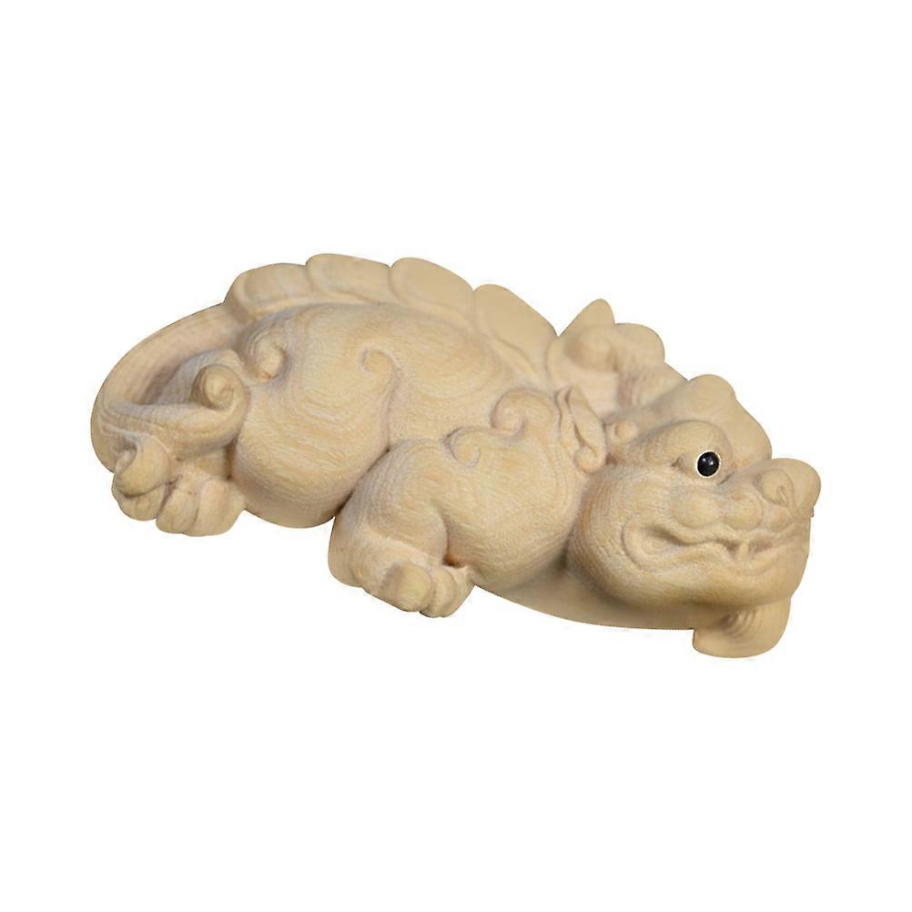 Beige Wood Craft Carved Figurine Ornament for Decor with Good Stability, Synthetic Material