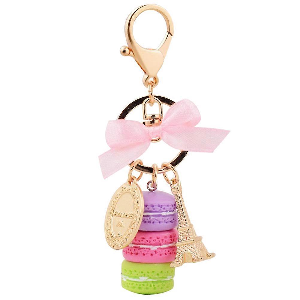 Eiffel Tower Macarons Model Keychain Car Keyring Metal Multi Color Collectible Gift 3 Layer