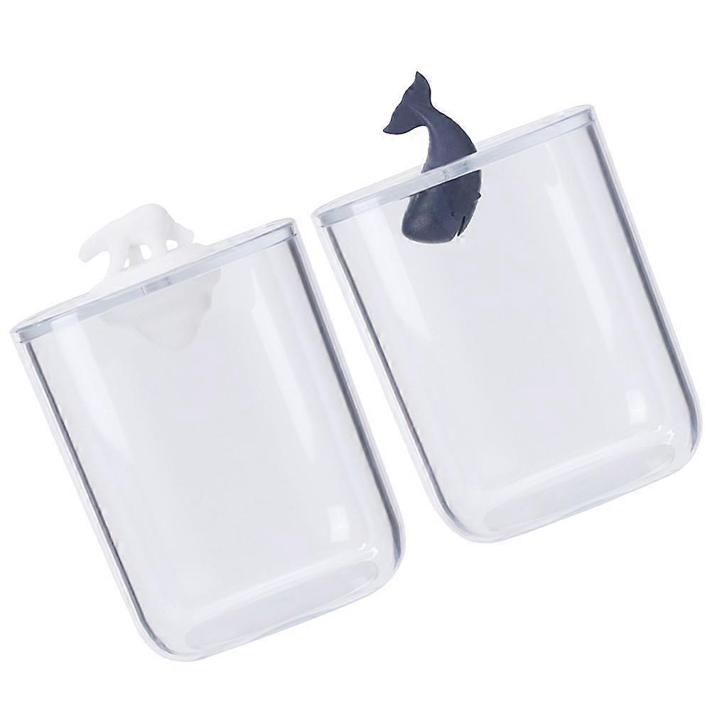 Acrylic Storage Box for Cotton Pads and Swabs with Cartoon Animal Design 2 Pcs Assorted Color