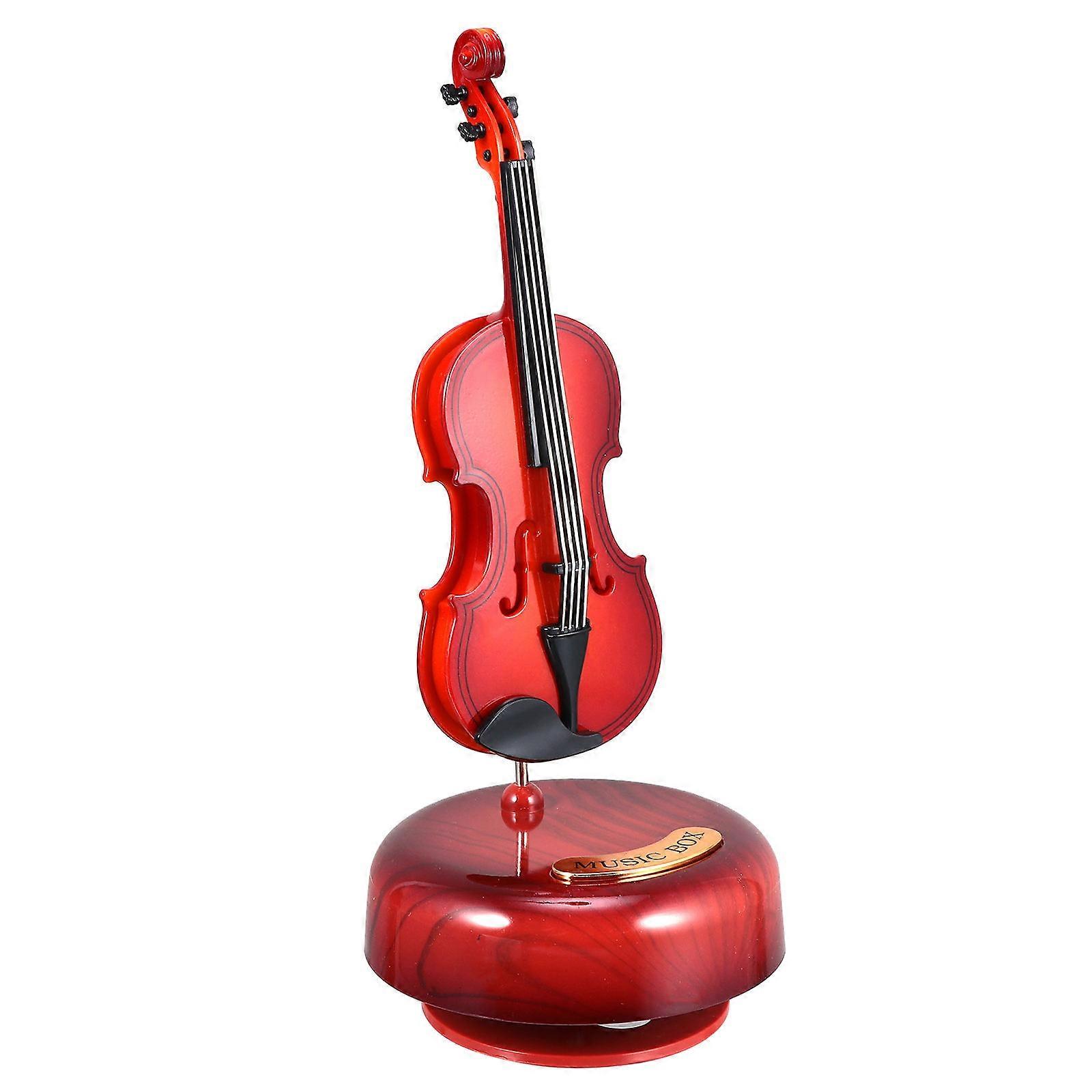 Brown ABS Violin Music Box for Decor and Delicate Compact Size