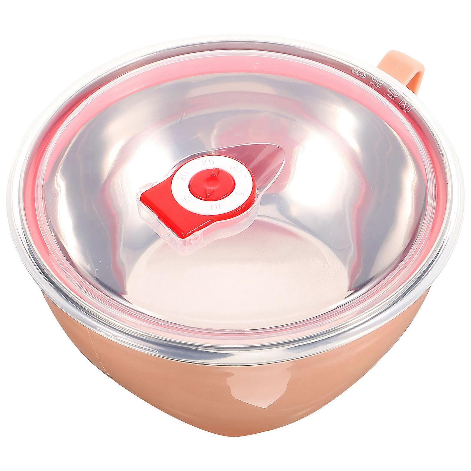 Stainless Steel Soup Bowl with Handle and Lid for Kitchen Use Food Insulation Container Pink 7.9