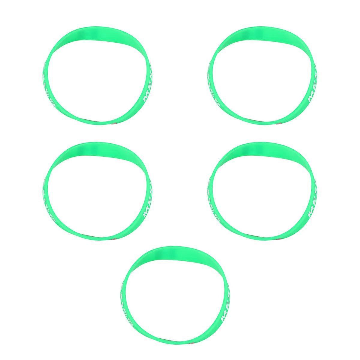 シックなシリコンスポーツブレスレット5個リストバンドサッカーファン用ライトグリーンカラー国際試合用ウェアラブル