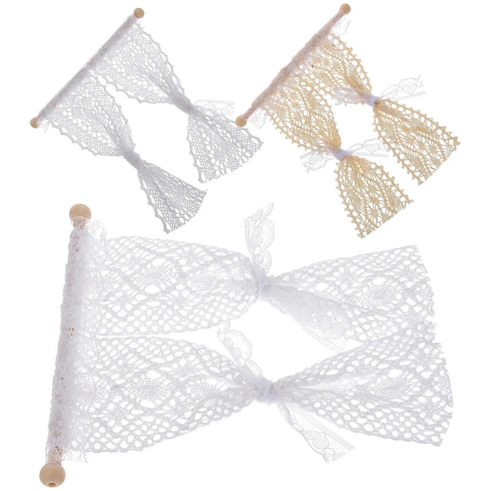 3Pcs Miniature Lace Curtains For Doll House Display Occasion Tiny Curtain Models Assorted Color