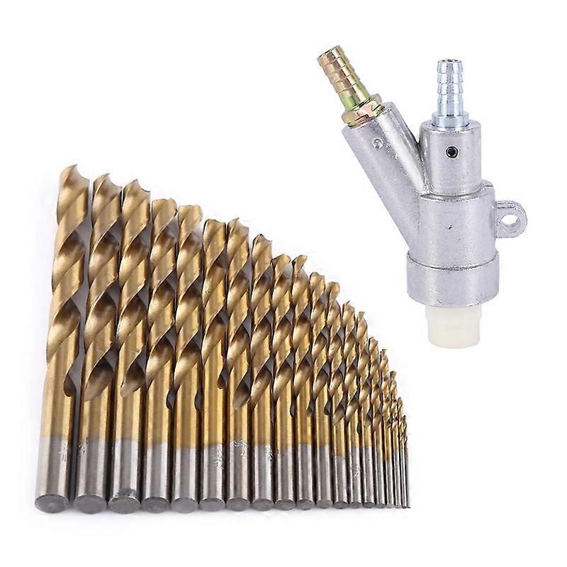 Detail 19 Piece HSS Drill Bit Parts Set 1Mm-10Mm with Air Sandblaster Rifle Equipment Boron Carbide Sandblasting Head