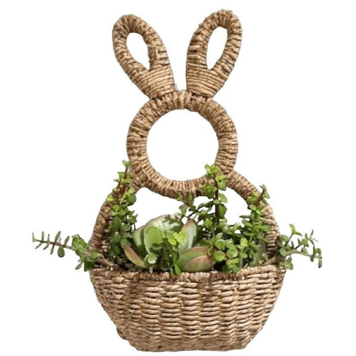 Bunny Basket Hanging Wall Pocket Spring Decor, for Decorations