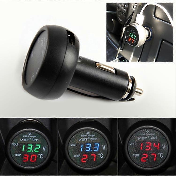 3 in 1 Universal Car Digital Voltage Meter Temperature Meter
