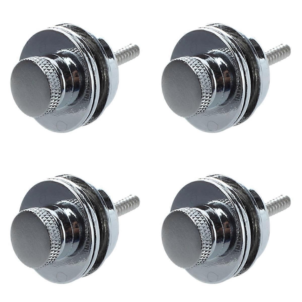 4X Flat Head Chrome Strap Lock for Electric Guitar