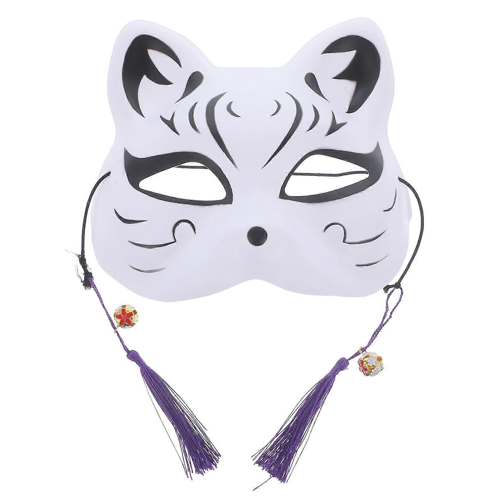 Japanese Style Cat Mask for Wearing Multi Color Plastic Lightweight Perfect for Cosplay Events 3.5 inches
