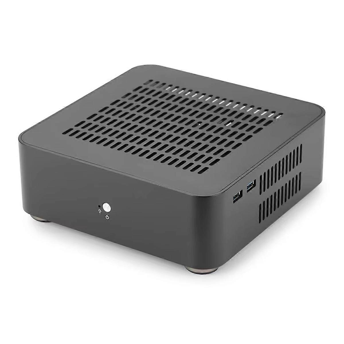 All Aluminum Chassis Mini HTPC Case Mini ITX Cases Computer Gaming PC Desktop Case with 8Pin Power Supply PSU Black