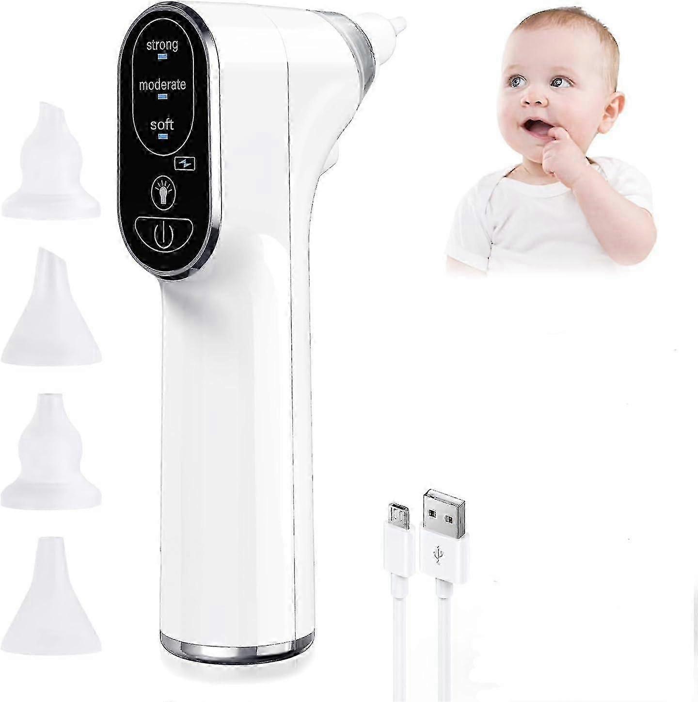 Aspirateur nasal pour bb, nettoyant de nez lectrique, dissolvant de crumen avec 4 tailles, ventouse de morve rutilisable pour les tout-petits nouveau-ns, nourrissons lectrique-yg