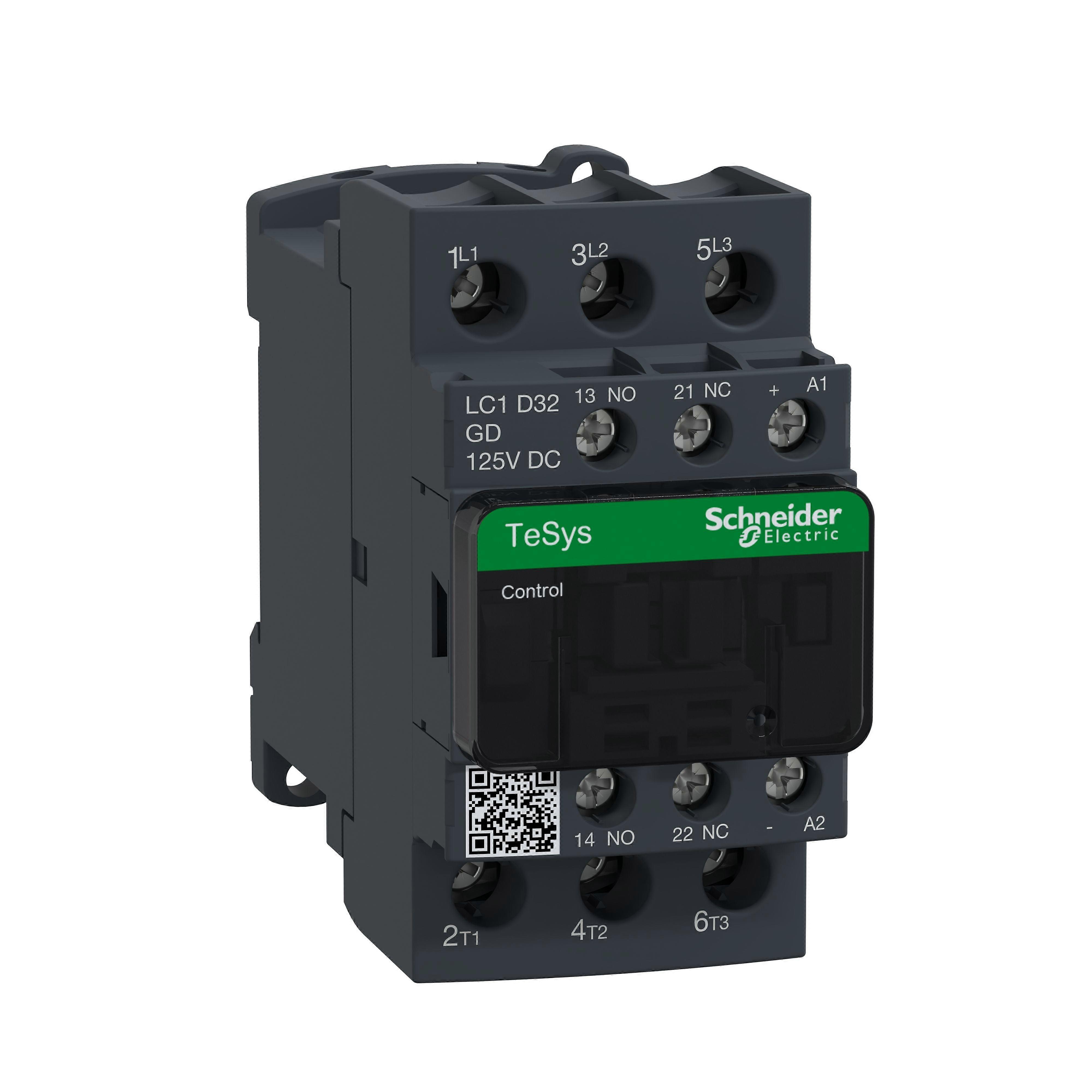 Schneider Contactor 32a 125v Dc Coil 3-pole Tesys D Lc1d32gd