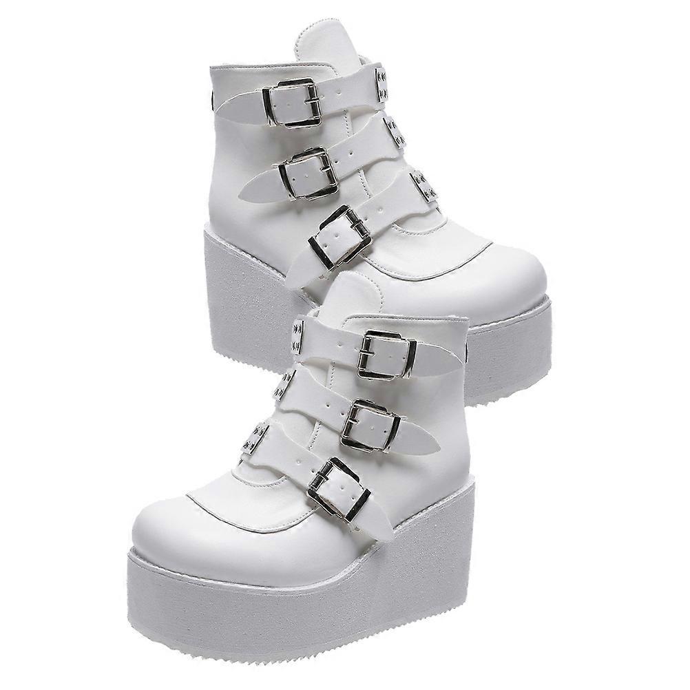 Ladies Boots Thick Heel Boots Height-Increasing Round-Toe 1Pair