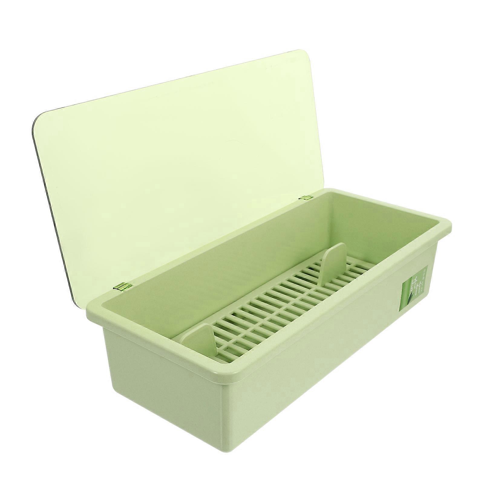 Rectangular Multi-Function Drain Basket for Sanitary Drying 27.8X12.6Cm Green Perfect for Kitchen Utensils 1Set