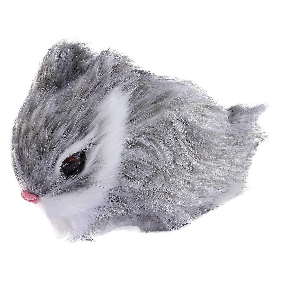 Grey Plush Bunny Ornaments for Desk Decorations Made of Plastic and Plush Perfect for Home Office 1