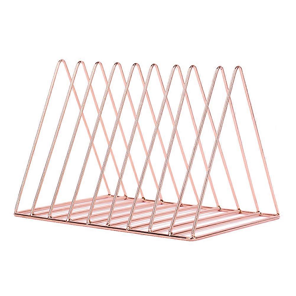 Triangle Metal Bookshelf File Holder Organizer For Office Home School 9.8X7.1X7.1In Desk Tidying 1Set