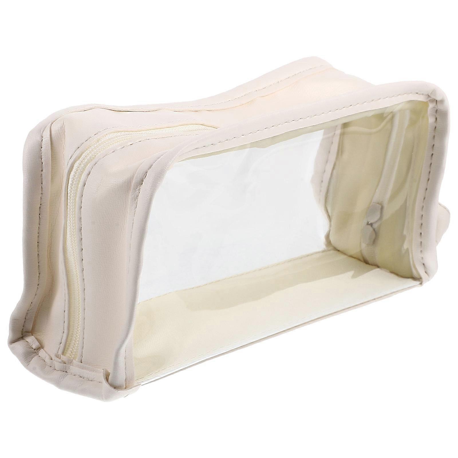 Transparent Travel Toiletry Bag with Spacious Storage for Cosmetics and Daily Use White