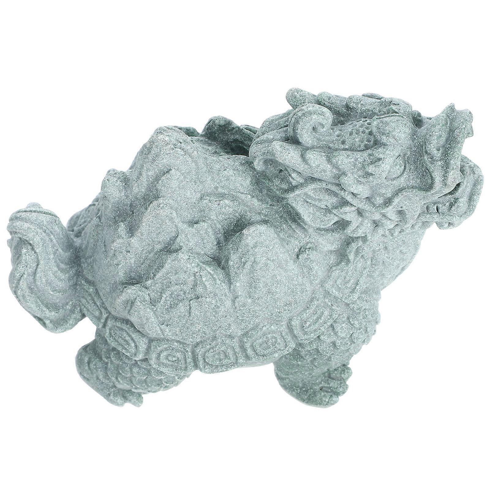 Dragon Turtle Statue for Decoration Versatile Sandstone Design Grey Color Space-Saving 4.5 x 3.1 x