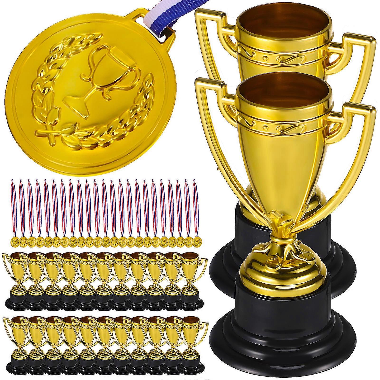 Prize Cups Trophy Cups Decorative Effect Competition Winners Adults 24 Sets Golden Color Size