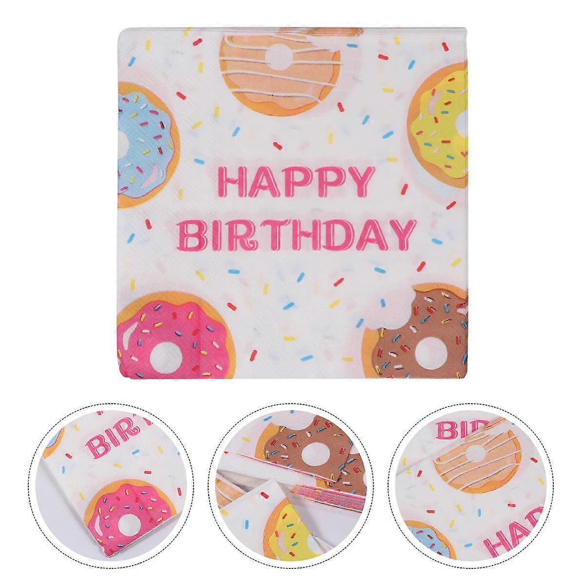 Sweet Donut Party Napkins for Birthday Use 40 Sheets Adorable Printed Napkins