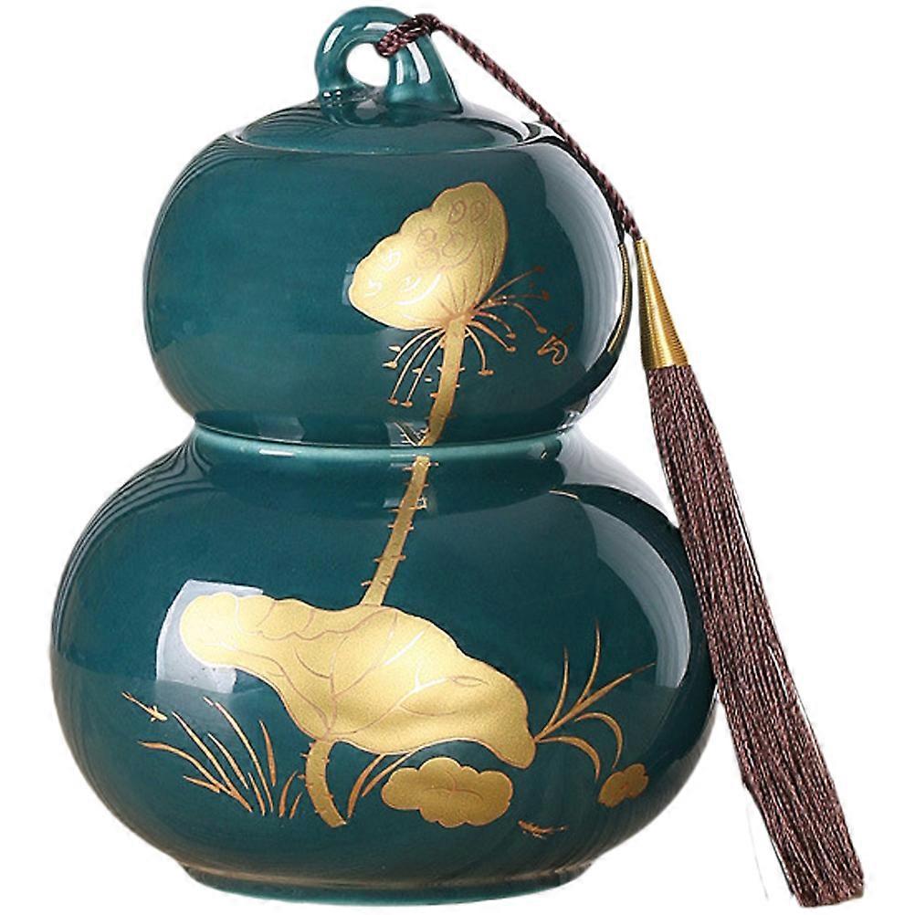 Gourd Shaped Ceramic Tea Canister Airtight Food Storage Jar for Loose Leaf Tea & Candies Vintage Design Kitchen Accessory Space Saving Tea Jar