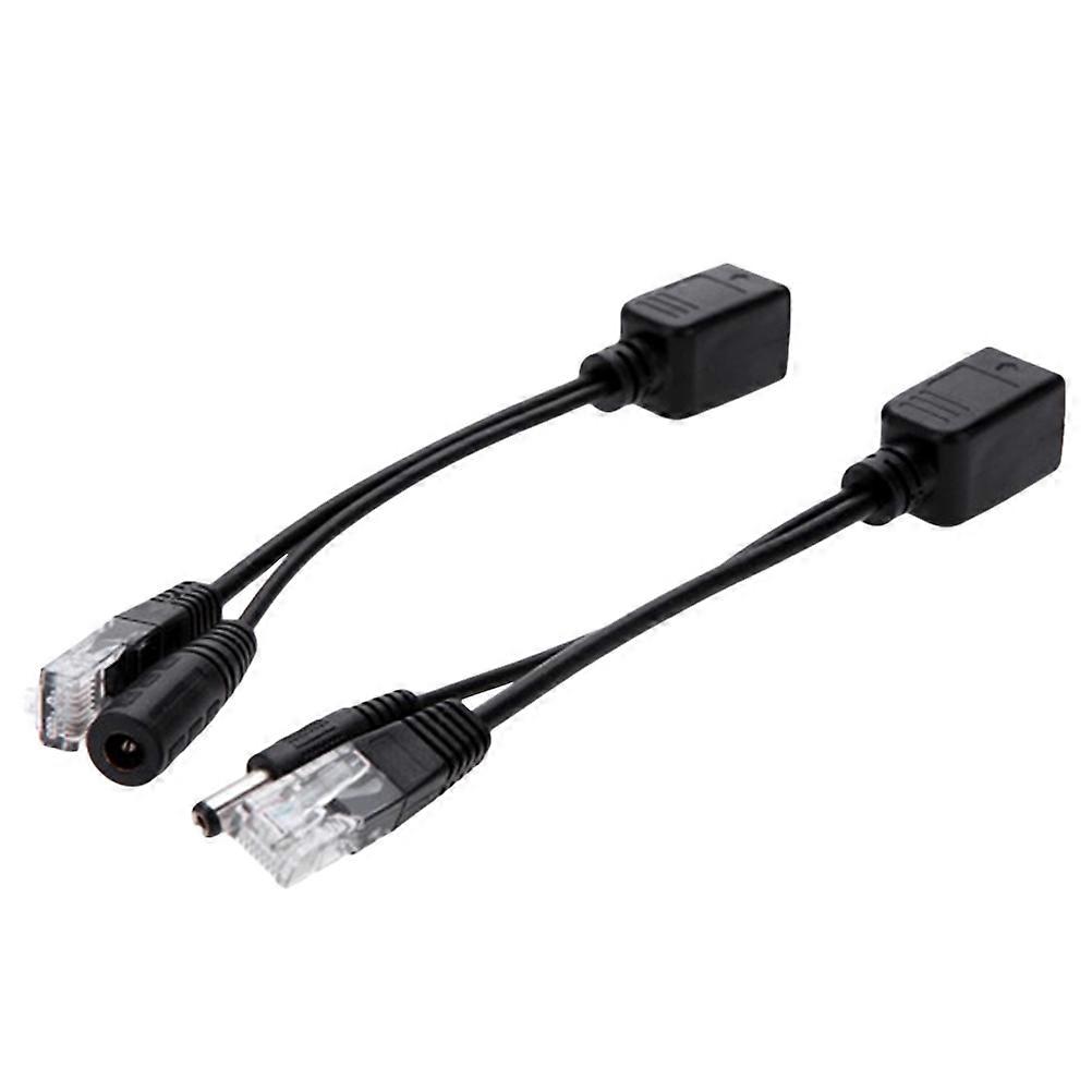 Power Over Ethernet Injector Splitter Cable Adapter For Routers And Security Applications Black 2Pcs Set