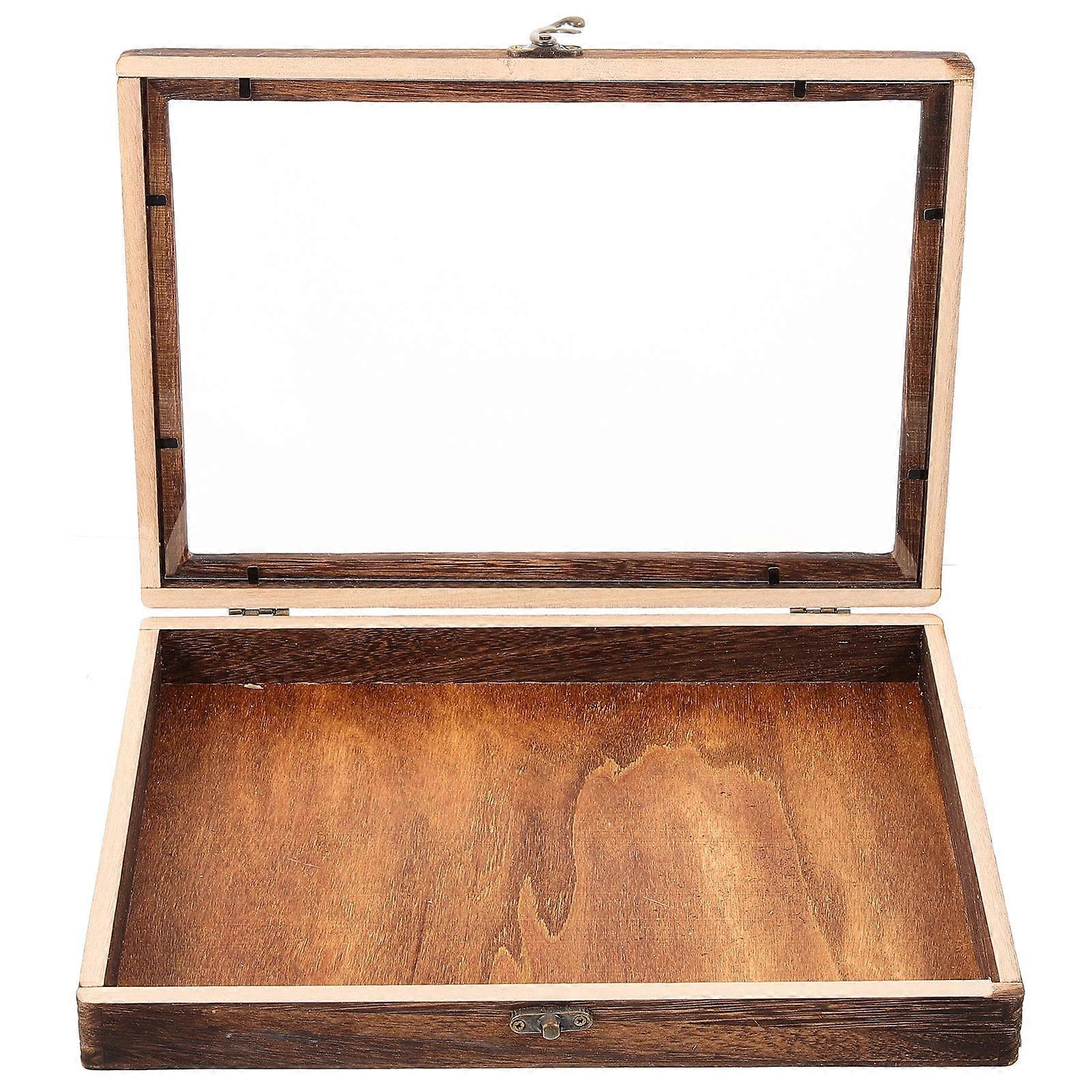 Wooden Insect Specimen Display Holder with Clear Acrylic Lid for Storage Use Brown 4.7x3.1x1.2 Inches