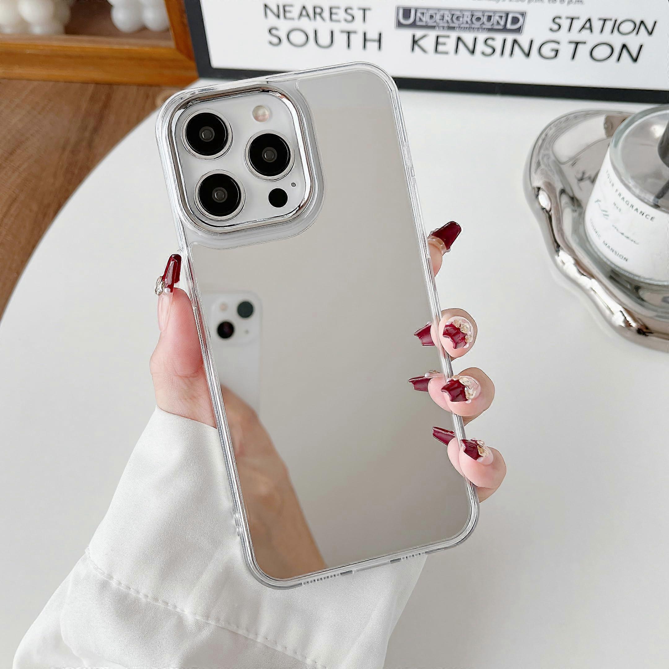 iPhone 15 Pro Max Case Mirror Makeup, Crystal Clear Back, Soft TPU, Luxury Protective Cover