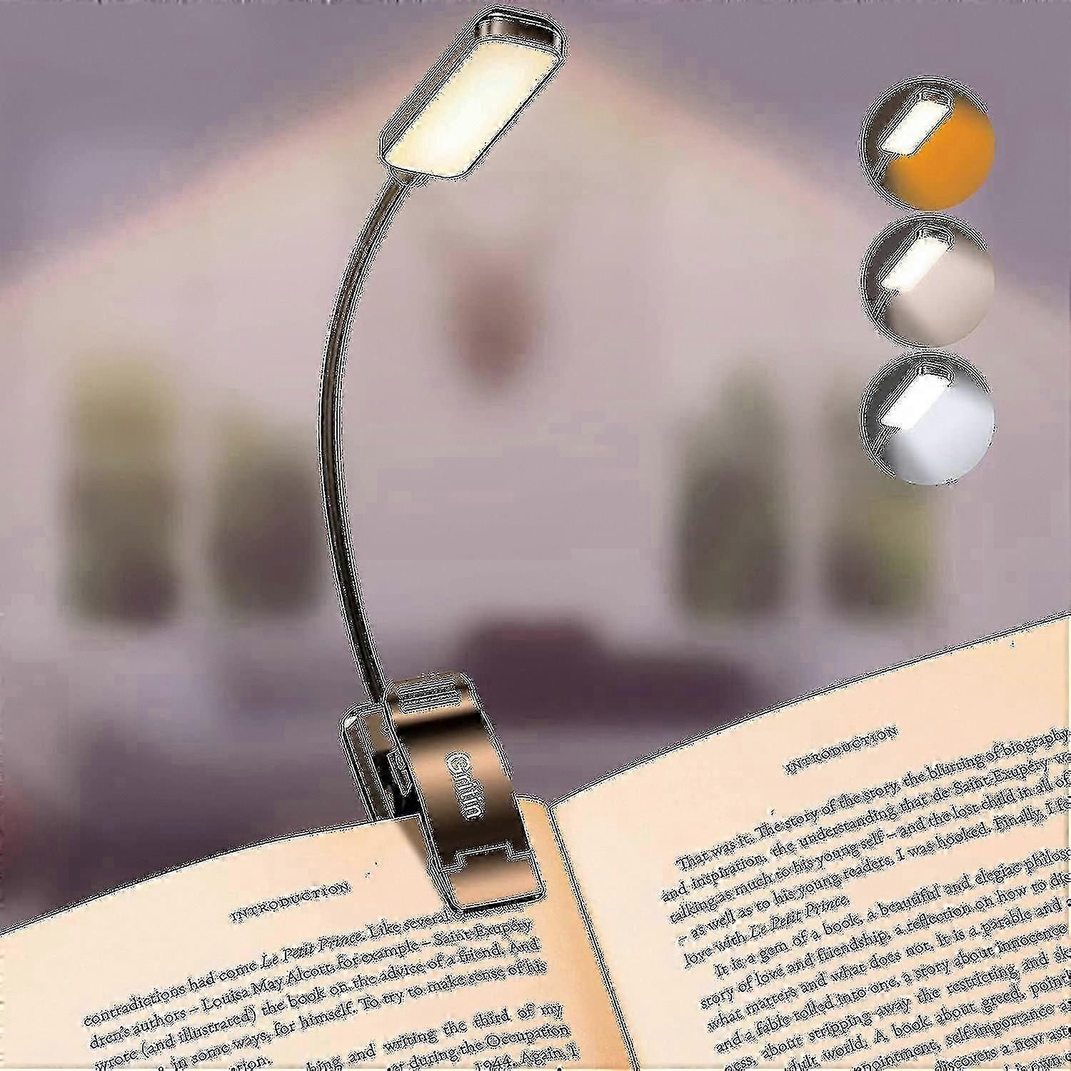 Gritin 9 LED Rechargeable Book Light with 3 Eye-Protecting Modes, Stepless Dimming & Long Battery Life for Reading (Warm/Cool White)
