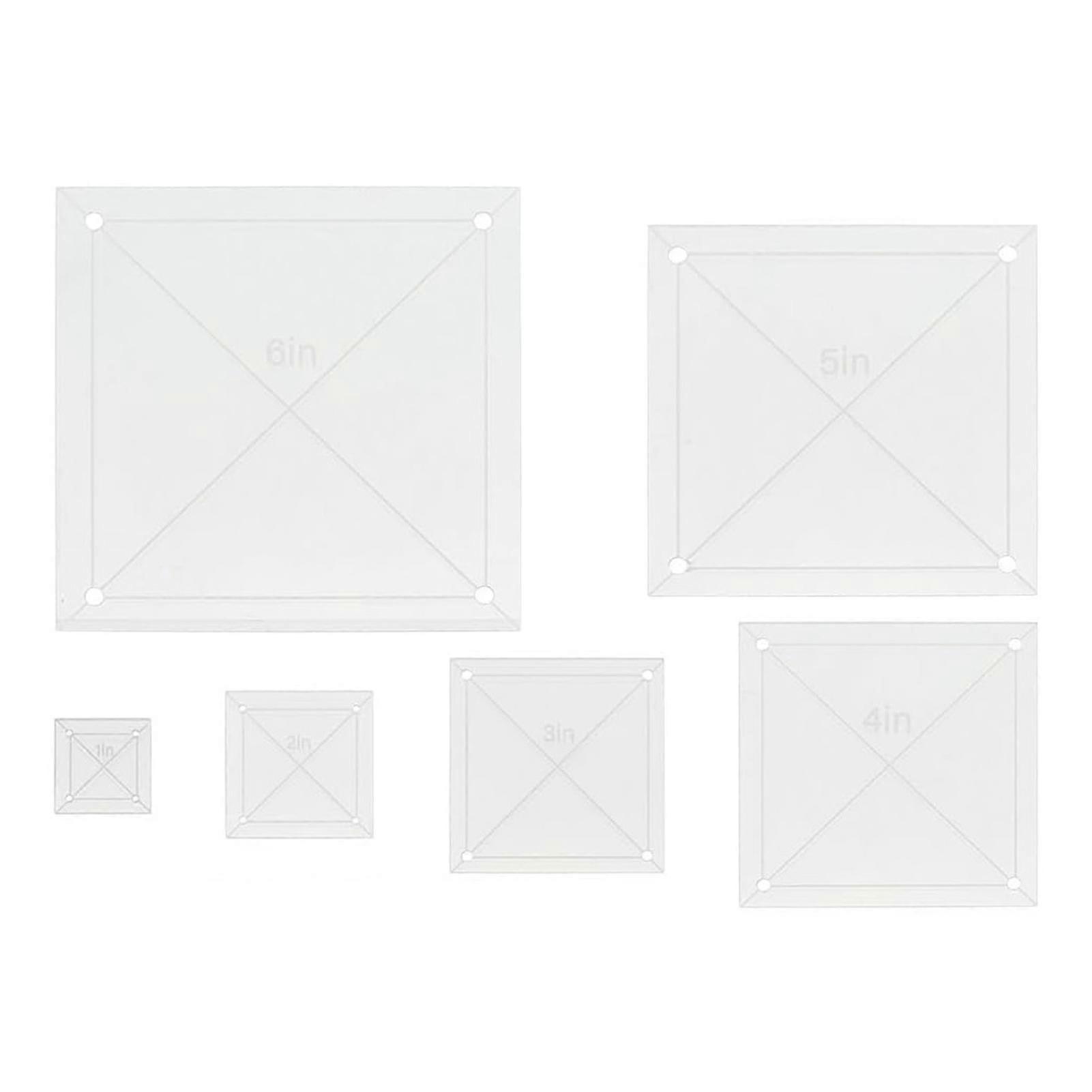 6 Piece Square-Quilting Templates Non Slip Clear Cutting Templates Fabric art and design