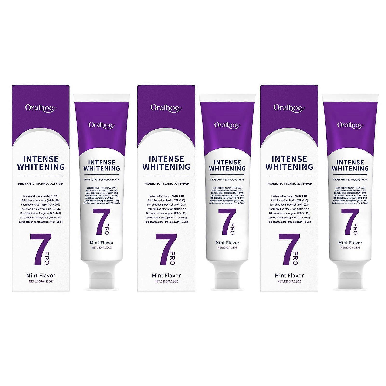 7-Pro Intensive Toothpaste, 7PRO Intense Whitening Toothpaste with 7 Probiotics, Stain Removal & Fresh Breath