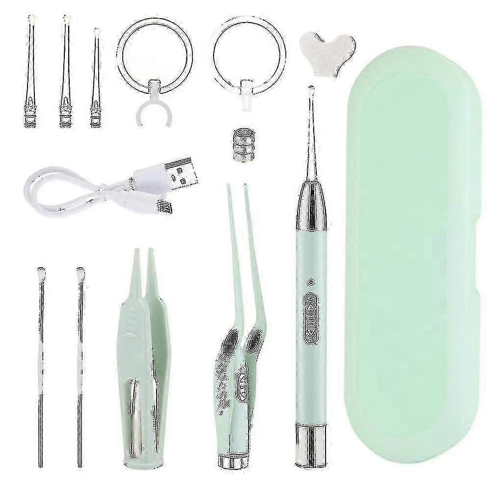 Ear Wax Removal Tool Set Mirror Flower Ear Pick Cleaner Kit With Led Light And 5 Times Magnifier