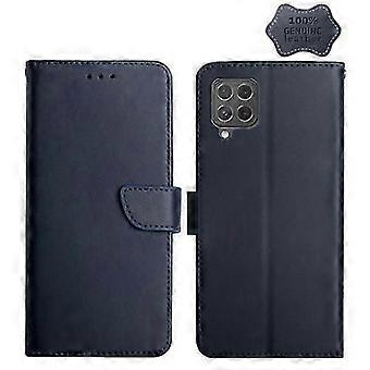 Para Samsung Galaxy M62 Couro Genuíno Anti-impressão Digital Telefone Flip Horizontal