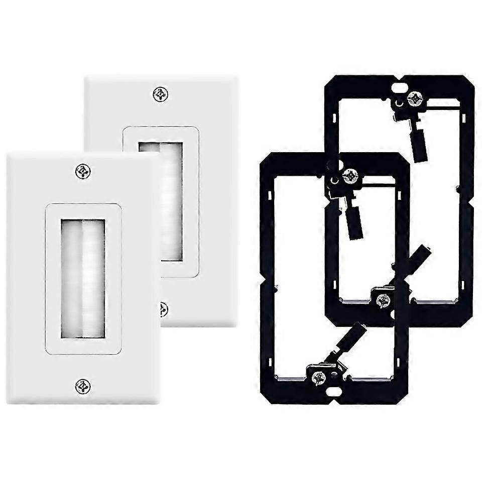 For 2pack brush wall plate with single gang low voltage mounting bracket cable pass through insert f