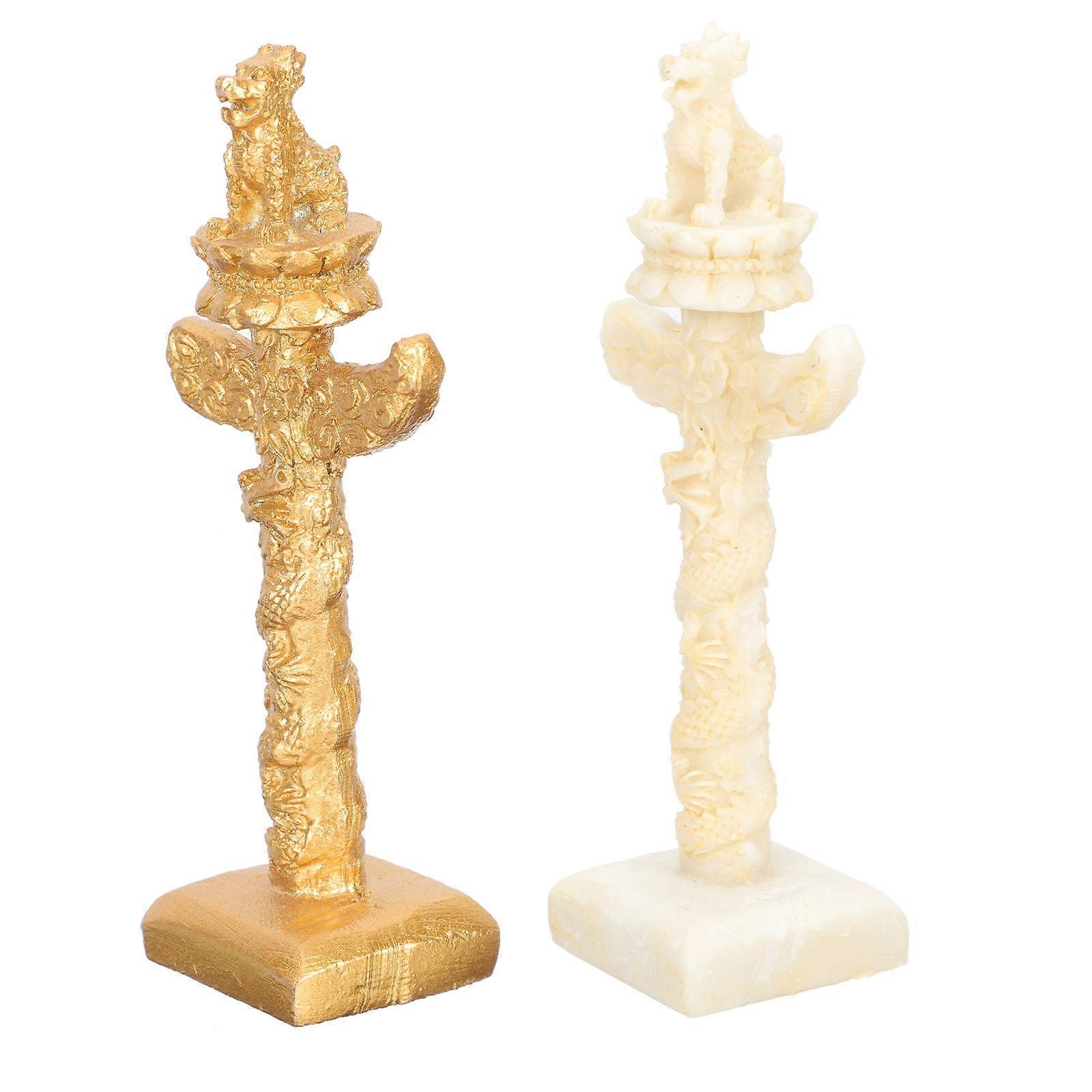 4pcs Sand Table Marble Pillar Decorations Simulation Marble Pillar Models