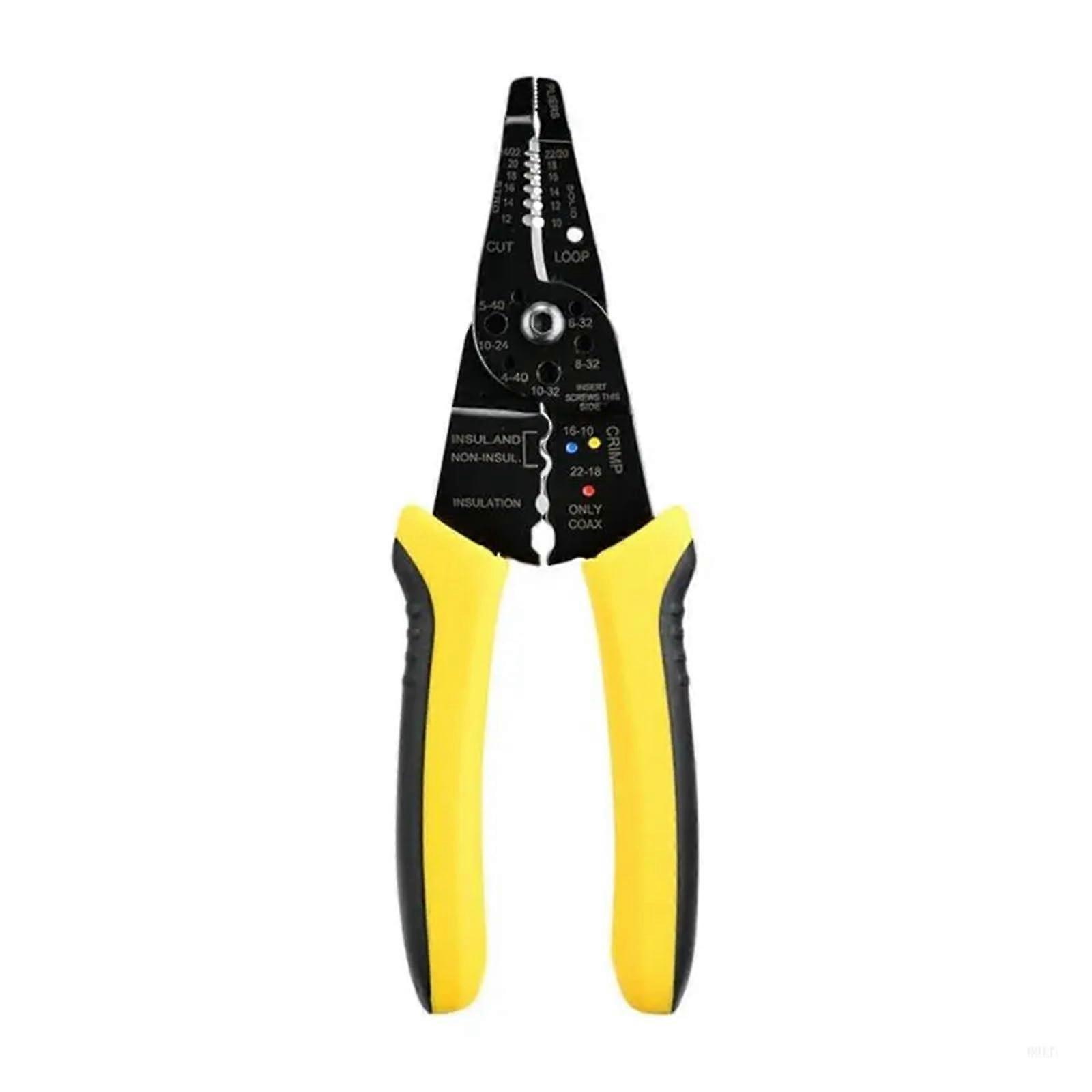 Electrician's Essential Wire Stripping and Crimping Tool Set, Carbon Steel, Yellow and Black, Precise and Safe Handling