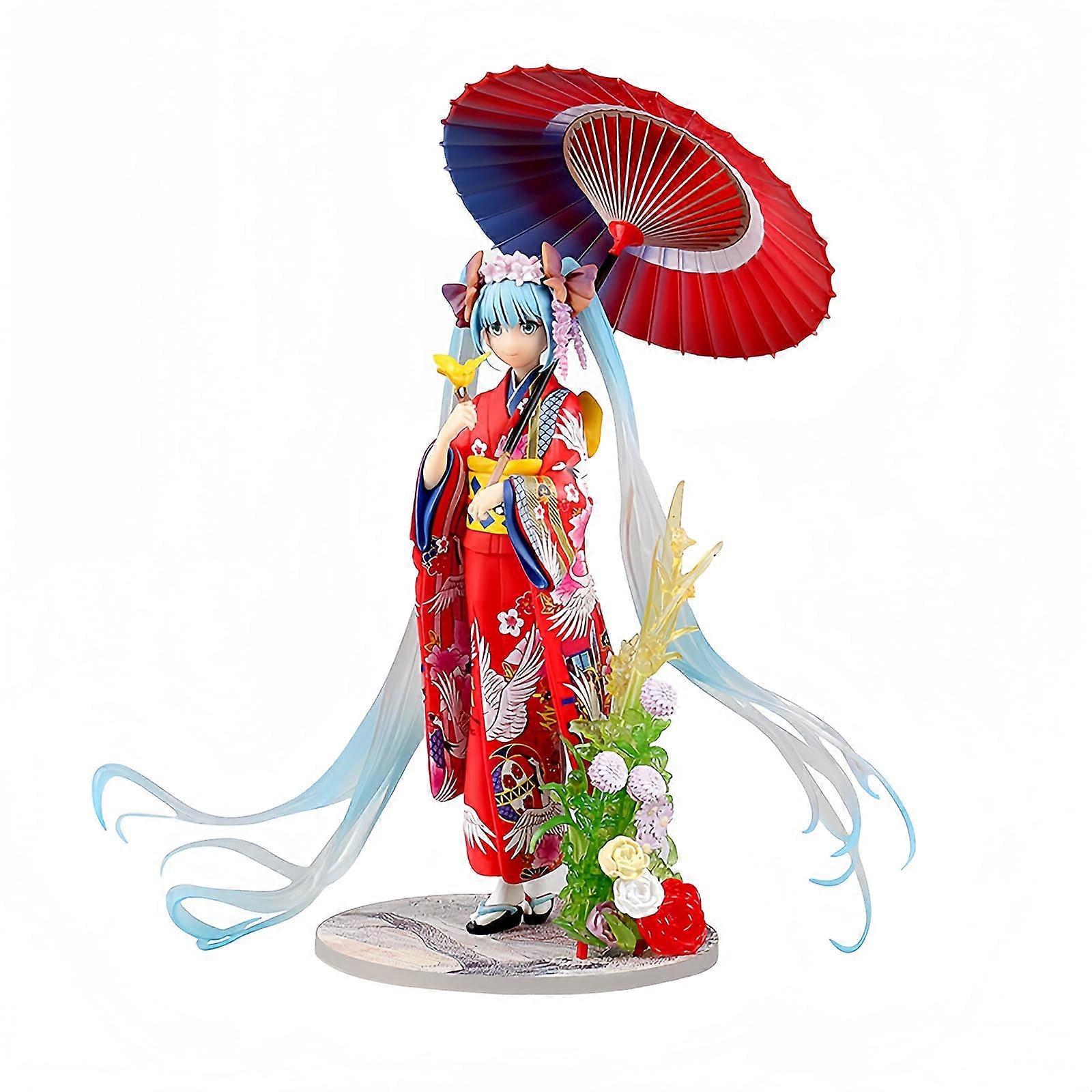 Miku Anime Figure PVC Statue 23 cm Kimono and Umbrella Style Ideal for Collectors and Desktop Display