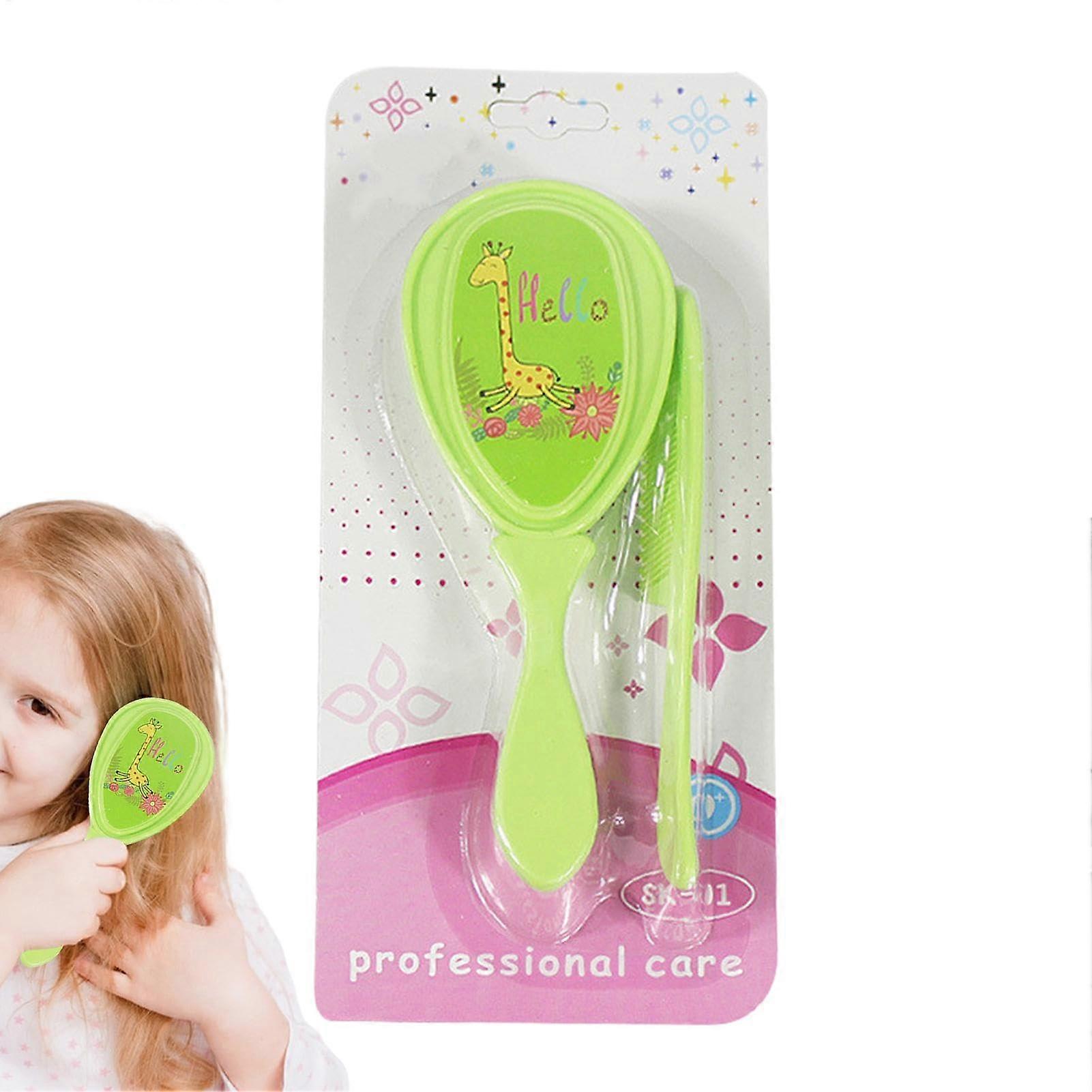 Baby Brush and Comb Set - Soft Bristle Hairbrush for Cradle Cap, Safe Scalp Care for Sensitive Skin, Green Color
