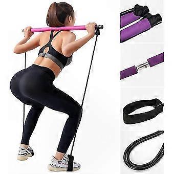Resistance Band Pilates Bar Kit with Foot Loop for Yoga and Full Body Workout Portable Exercise Stick for Strength Training