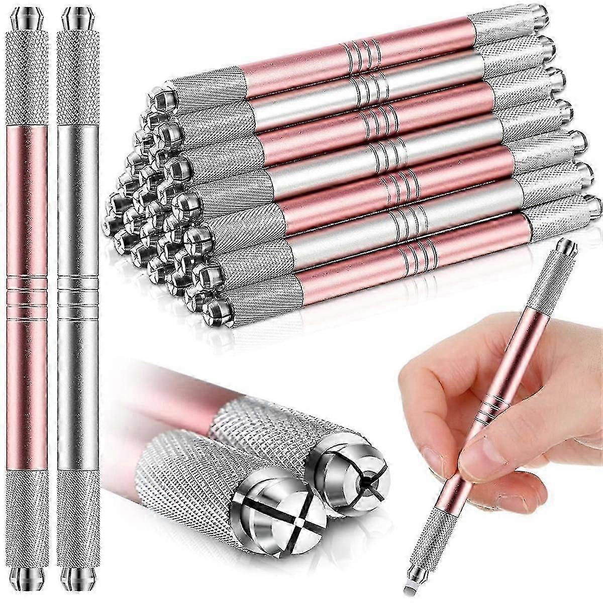 30 Count Microblading Pen Double Sided Microblading Handle Microblading Eyebrow Pencil Waterproof Cosmetic, No Blades